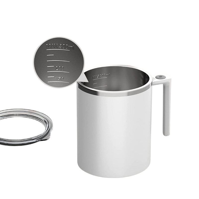 Automatic Stirring Coffee Mug 12.2 Oz, Electric Mixing Cup with Magnetic Stirrer & Anti-Sedimentation, Rechargeable Travel Mug for Coffee, Milk, Hot Cocoa (White)