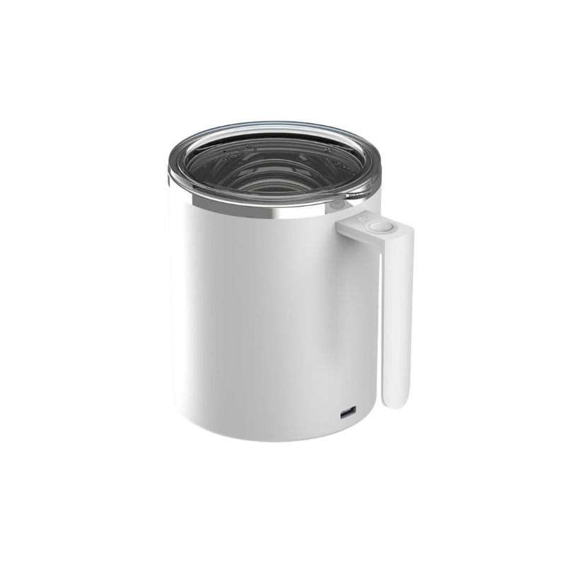 Automatic Stirring Coffee Mug 12.2 Oz, Electric Mixing Cup with Magnetic Stirrer & Anti-Sedimentation, Rechargeable Travel Mug for Coffee, Milk, Hot Cocoa (White)