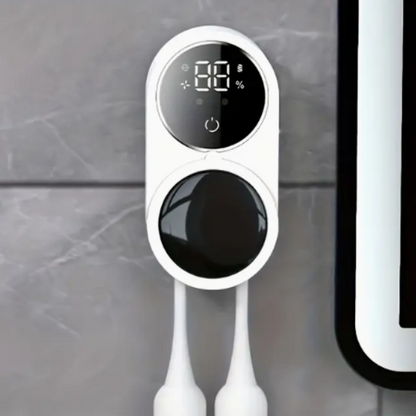 Smart UV Toothbrush Sterilizer – Wall-Mount Toothbrush Holder with Digital Display, USB Charging, Dual Support, Automatic Sterilization & Photocatalytic Design
