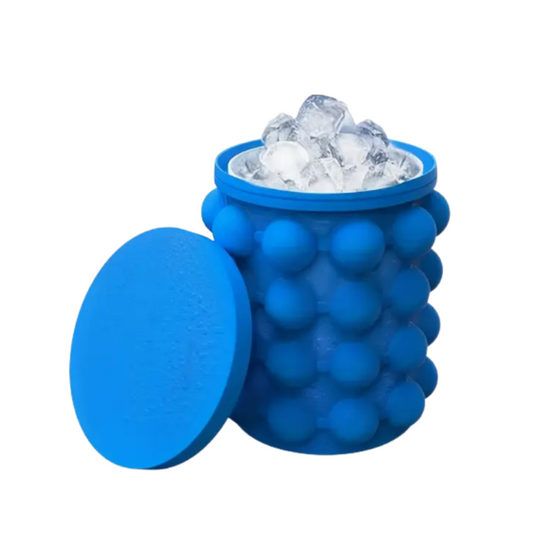 Large Silicone Ice Bucket & Tray – Quick Cooling Round Ice Maker Mold with Lid for Drinks, Wine & More